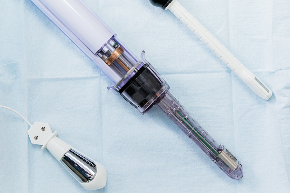 Vaginal rejuvenation tools laid out neatly side by side in preparation for a urinary incontinence treatment in Leawood.