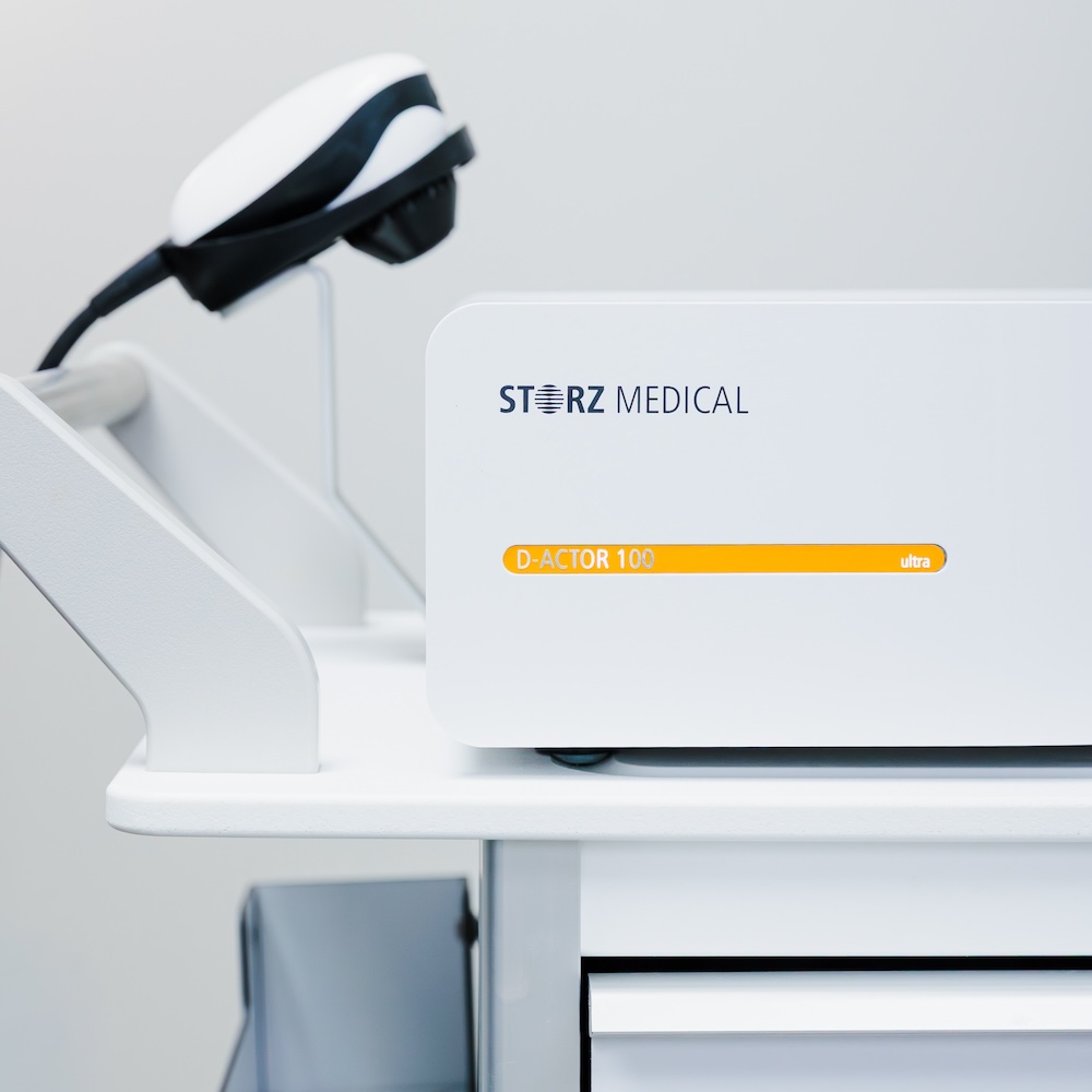 Storz Acoustic Wave Medical device sitting in a sterile and clean office as part of an erectile dysfunction treatment near Overland Park.